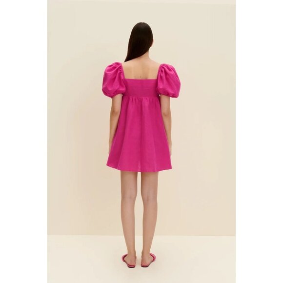 JAAF Gathered Mini Dress in Hot Pink - Picture 3 of 4